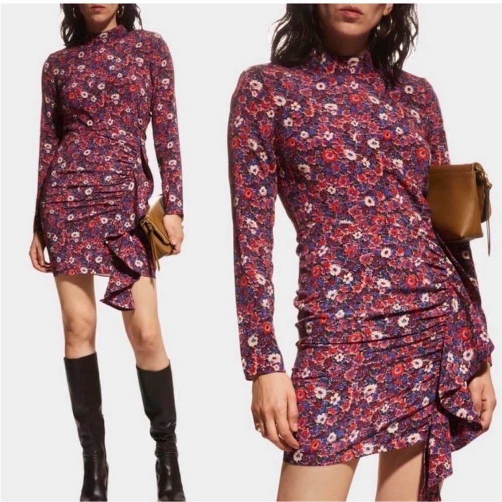 Veronica Beard Louella Floral Print Stretch Silk Mini Dress
